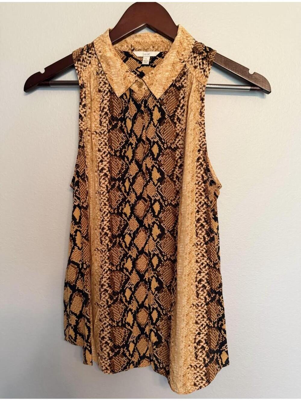New Joie 100% Vicose Snakeskin Print Blouse Women’s Small